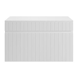 Avis Vente-Unique Meuble sous vasque suspendu strié blanc avec planche - 80 cm - SATARA