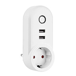 Yonis Prise Connectée ZigBee 3.0 Double USB Contrôle Vocal 16A Blanc