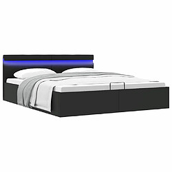 vidaXL Cadre de lit à rangement hydraulique sans matelas avec LED noir