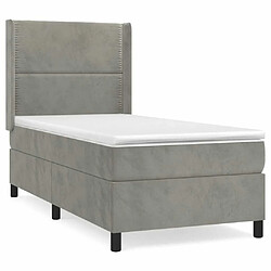 Maison Chic Lit Adulte - Lit simple Lit à sommier tapissier et matelas moelleux - Meuble de Chambre - Gris clair 100x200cm Velours -MN30690