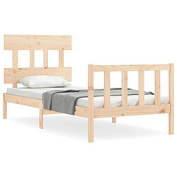 Maison Chic Cadre/structure de lit et tête de lit pour adulte - Lit Moderne Chambre 100x200 cm bois massif -MN60306