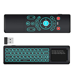 Mini clavier sans fil/télécommande aérienne/souris/pavé tactile avec rétroéclairage blanc, connexion 2,4 GHz, pour Android TV Box, HTPC, IPTV, PC, tablette et autres appareils (noir)