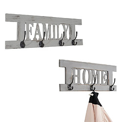 Mendler 2x garde-robe murale Home+Family, set de planche vestiaire, style shabby, vintage, 55x20cm ~ gris