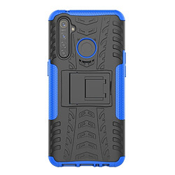 Wewoo Coque Pour OPPO Realme 5 Pro Texture de pneu TPU antichoc + PC Housse de protection avec support bleu