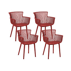 Beliani Lot de 4 chaises PESARO Matière synthétique Rouge