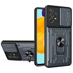 Coque en TPU anti-rayures avec béquille, porte-carte et glissière pour appareil photo gris pour votre Samsung Galaxy A53 5G