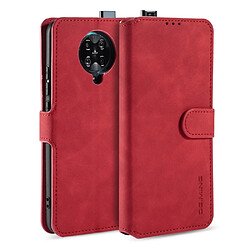 Etui en PU style rétro avec support rouge pour votre Xiaomi Redmi K30 Pro