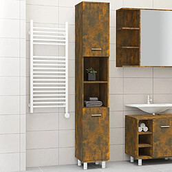 Maison Chic Armoire de bain,Meuble de rangement de salle de bain,Meuble haut Chêne fumé 30x30x179 cm Bois d'ingénierie -GKD677889