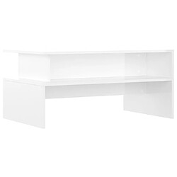 vidaXL Table basse blanc brillant - 90 cm