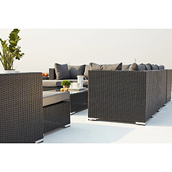 Acheter Concept Usine Salon de jardin 13/14 pers modulable résine tressée noire coussins gris STALLA