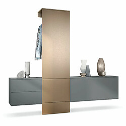 Mpc Vestiaire Gris Et Aspect Bronze (lxhxp) : 209 X 193 X 35