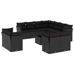 Maison Chic Salon de jardin 12 pcs avec coussins | Ensemble de Table et chaises | Mobilier d'Extérieur noir résine tressée -GKD51639