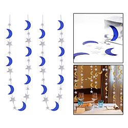 Avis Star Moon Garland Hanging Buntings Ramadan Eid Birthday Party Décors Bleu