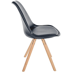 Avis Decoshop26 Chaise de salle à manger x1 style scandinave assise en PVC noir et pieds ronds en bois clair 10_0001434