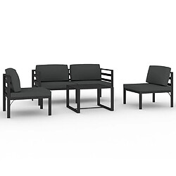 Maison Chic Ensemble de 5 Tables et chaises d'extérieur avec coussins,Salon de jardin Aluminium Anthracite -GKD659459