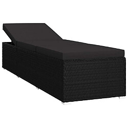 Maison Chic Chaise longue avec coussin | Bain de soleil Relax | Transat Résine tressée Noir -GKD94147