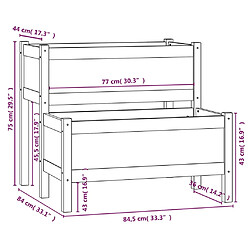 vidaXL Jardinière blanc 84,5x84x75 cm bois massif de pin pas cher