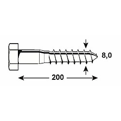 Connex KL3148200 Vis à bois 6 pans galvanisés 1000 g 8 x 200 mm