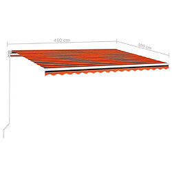 vidaXL Auvent automatique capteur de vent/LED 450x300 cm Orange marron pas cher