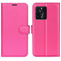 Etui en PU texture litchi avec support, rose pour ZTE Blade V30