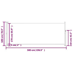 vidaXL Auvent latéral rétractable de patio 180x500 cm Noir pas cher