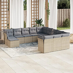 Maison Chic Salon de jardin avec coussins 12 pcs | Ensemble de Table et chaises | Mobilier d'Extérieur beige résine tressée -GKD87397