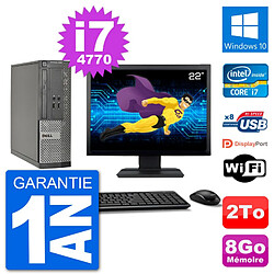 PC Dell Optiplex 3020 SFF Ecran 22" i7-4770 RAM 8Go Disque 2To Windows 10 Wifi - Occasion