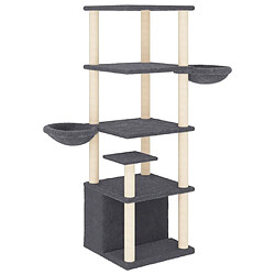 Helloshop26 Arbre à chat meuble tour grimper jouet grattage grattoir escalade plateforme avec griffoirs en sisal foncé 147 cm gris 02_0022666