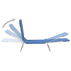 vidaXL Chaises longues pliables lot de 2 Acier et tissu Bleu