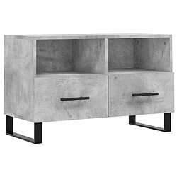 vidaXL Meuble TV Gris béton 80x36x50 cm Bois d'ingénierie