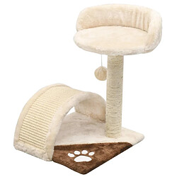 Helloshop26 Arbre à chat griffoir grattoir niche jouet animaux peluché en sisal 40 cm beige et marron 3702226