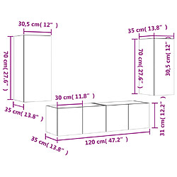 Acheter vidaXL Unités murales TV avec LED 4 pcs noir bois d'ingénierie