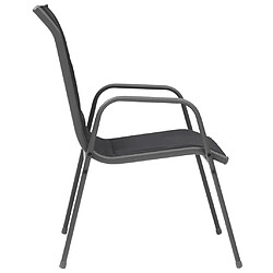 Avis vidaXL Chaises empilables de jardin lot de 2 Acier et textilène Noir