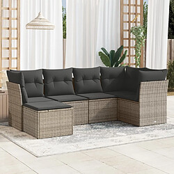 Maison Chic Salon de jardin 6 pcs avec coussins | Ensemble de Table et chaises | Mobilier d'Extérieur gris résine tressée -GKD46760