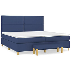 Maison Chic Structures de lit + matelas,Lit à sommier tapissier avec matelas Bleu 200x200 cm Tissu -MN95103