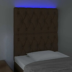 Avis Maison Chic Tête de lit scandinave à LED,meuble de chambre Marron foncé 80x7x118/128 cm Tissu -MN60873