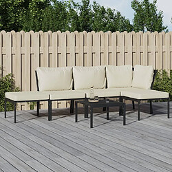 Maison Chic Salon de jardin 6 pcs + coussins - Mobilier/Meubles de jardin - Table et chaises d'extérieur sable acier -MN53965