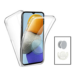 PHONECARE Kit Coque 3x1 360° Impact Protection + 1 GripHolder + 1 Support GripHolder Blanc pour Samsung Galaxy M13 - Transparent/Blanc