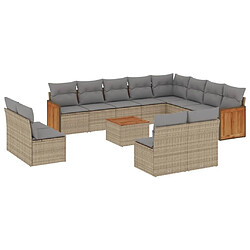 Maison Chic Salon de jardin avec coussins 13 pcs | Ensemble de Table et chaises | Mobilier d'Extérieur beige résine tressée -GKD15332