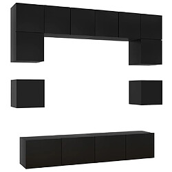 vidaXL Ensemble de meuble TV 8 pcs Noir Bois d'ingénierie