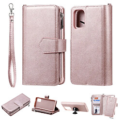 Etui en PU poche zippée magnétique détachable 2 en 1 or rose pour votre Samsung Galaxy S20 Plus