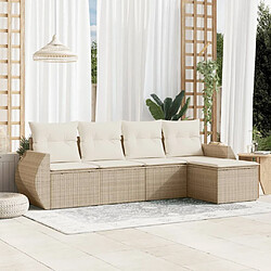 vidaXL Salon de jardin avec coussins 5 pcs beige résine tressée