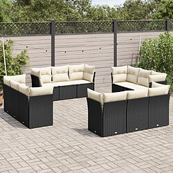 Maison Chic Salon de jardin 12 pcs avec coussins | Ensemble de Table et chaises | Mobilier d'Extérieur noir résine tressée -GKD15245