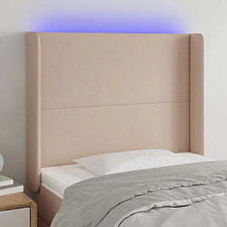 Maison Chic Tête de lit scandinave à LED,meuble de chambre Cappuccino 83x16x118/128 cm Similicuir -MN87028