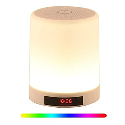 Chrono Lampe LED pour haut-parleur Bluetooth, 3 modes tactiles à intensité variable et réveil 7 couleurs avec capteur tactile / fente pour carte TF / haut-parleur / horloge / appel mains libres, meilleur cadeau pour les enfants adultes(Blanc)