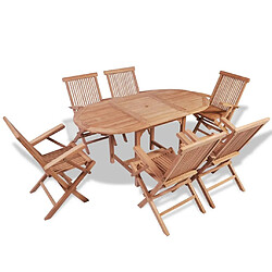 B-ware Ensemble salle à manger de jardin 7 pcs,Table et chaise à dîner d'extérieur Teck solide -MN27873