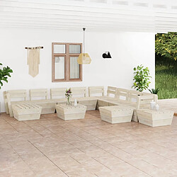 Maison Chic Salon de jardin palette 12 pcs - Ensemble table et chaises d'extérieur - Salon/Mobilier de jardin classique Bois d'épicéa imprégné -MN76071