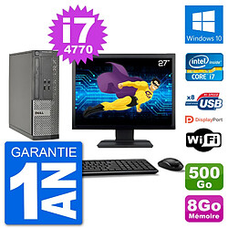 PC Dell Optiplex 3020 SFF Ecran 27" i7-4770 RAM 8Go Disque 250Go Windows 10 Wifi - Occasion