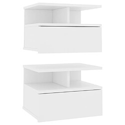 vidaXL 800406 Tables de chevet flottantes 2 pcs Blanc Bois ingénierie