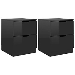 vidaXL Tables de chevet 2 pcs Noir brillant 40x40x50cm bois ingénierie